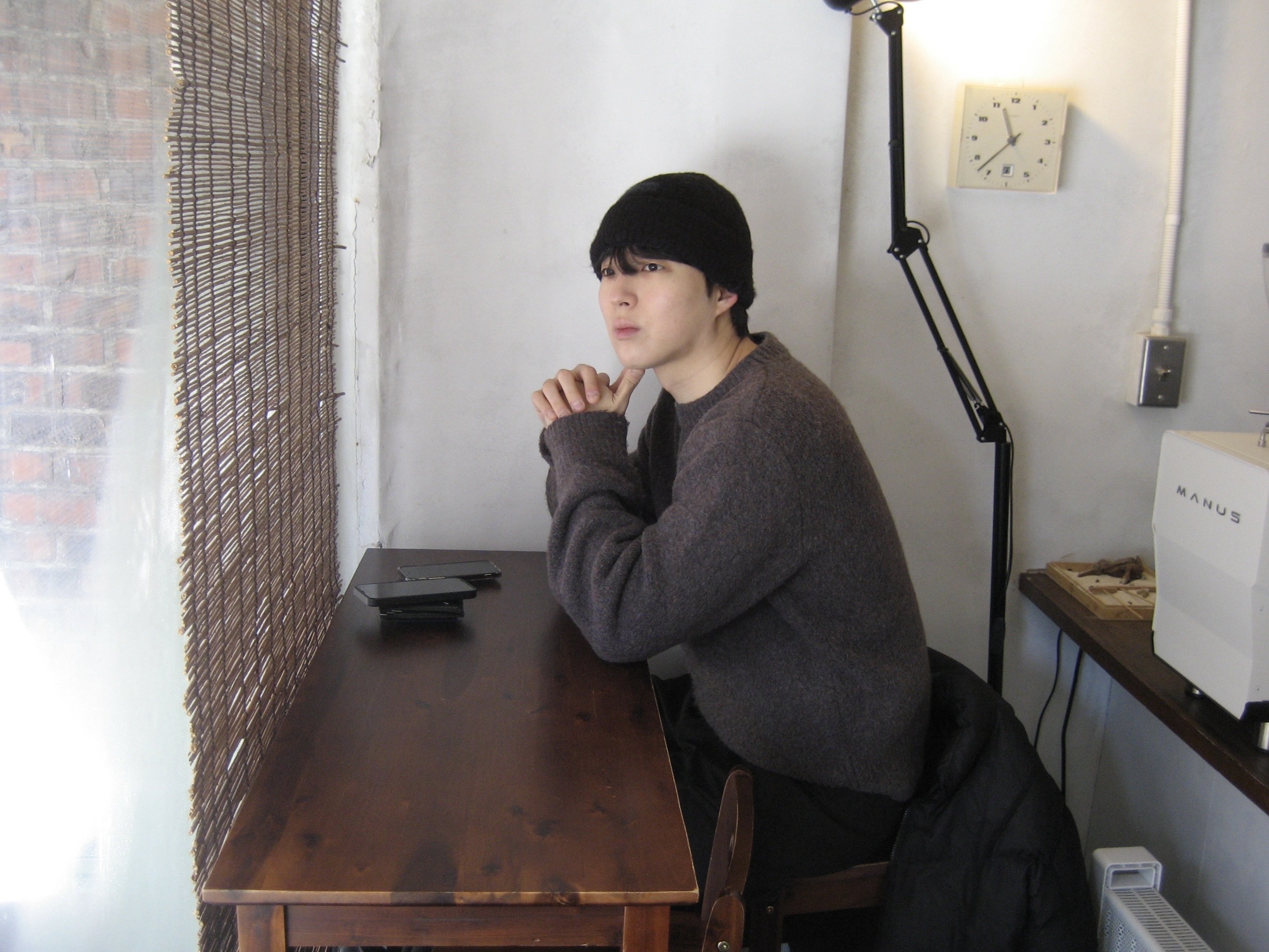 Millo Archive Crop Silhouette Knit Melange Purple 착용 스타일 - 1