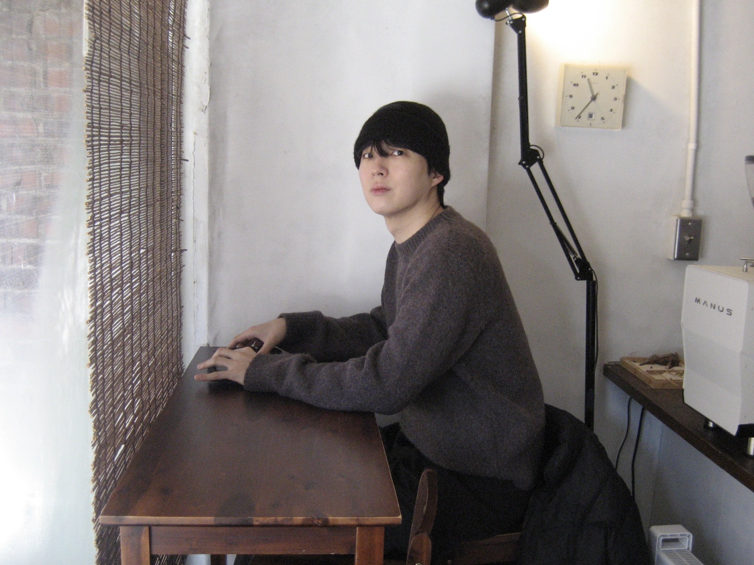 Millo Archive Crop Silhouette Knit Melange Purple 착용 스타일 - 3