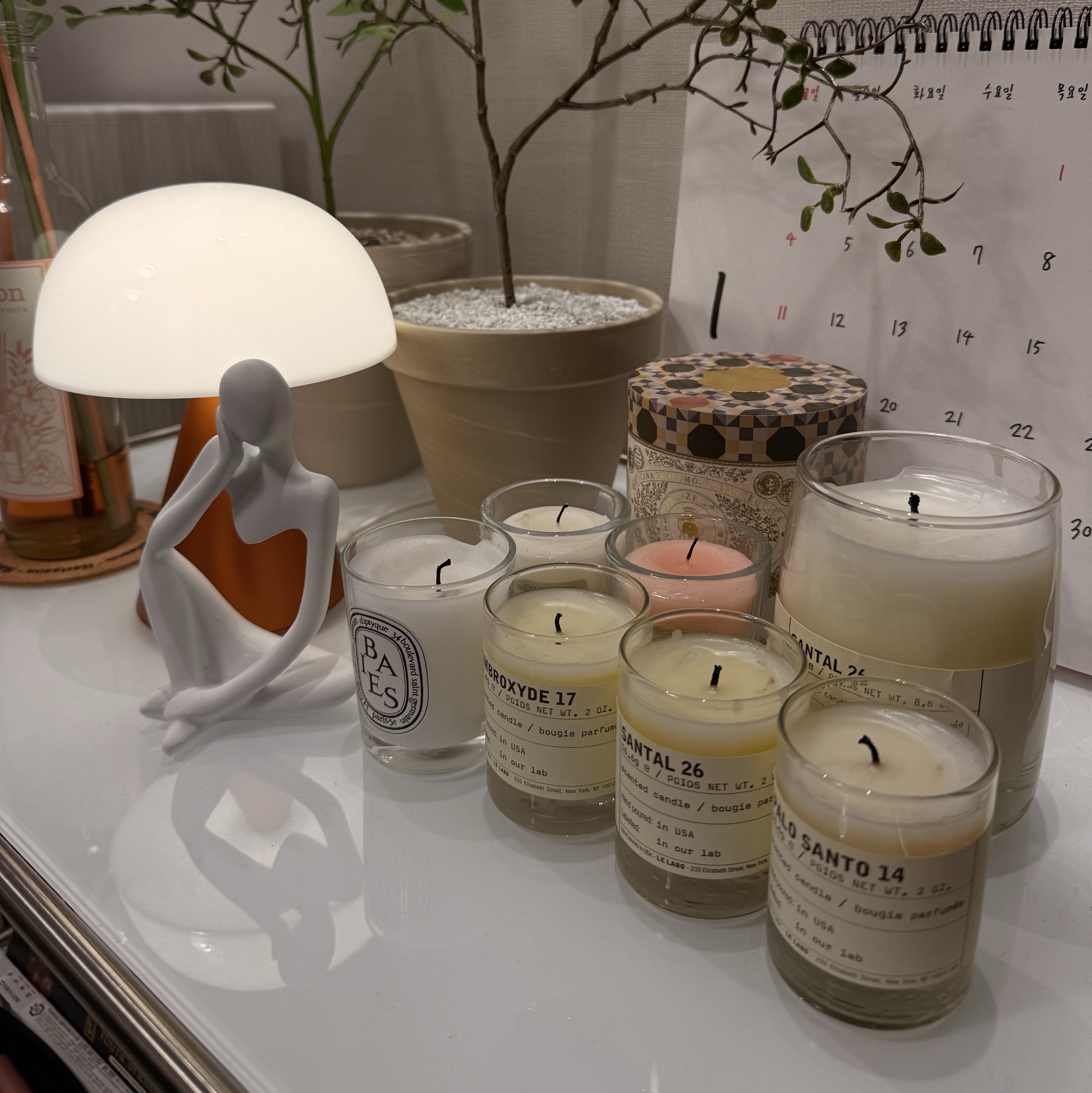 Diptyque Baies Candle 190g (Korean Ver.), Diptyque Limited Edition Genevrier Narguile Small Candle Duo Set 70g (Korean Ver.) 착용 스타일
