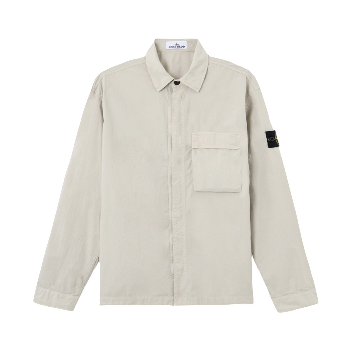 L1S1512000-32S0003-V0061 Stone Island 1200032 Stretch Cotton Tela Paracadute Comfort-Fit Overshirt with Snap Fastening Pearl Grey - 26SS