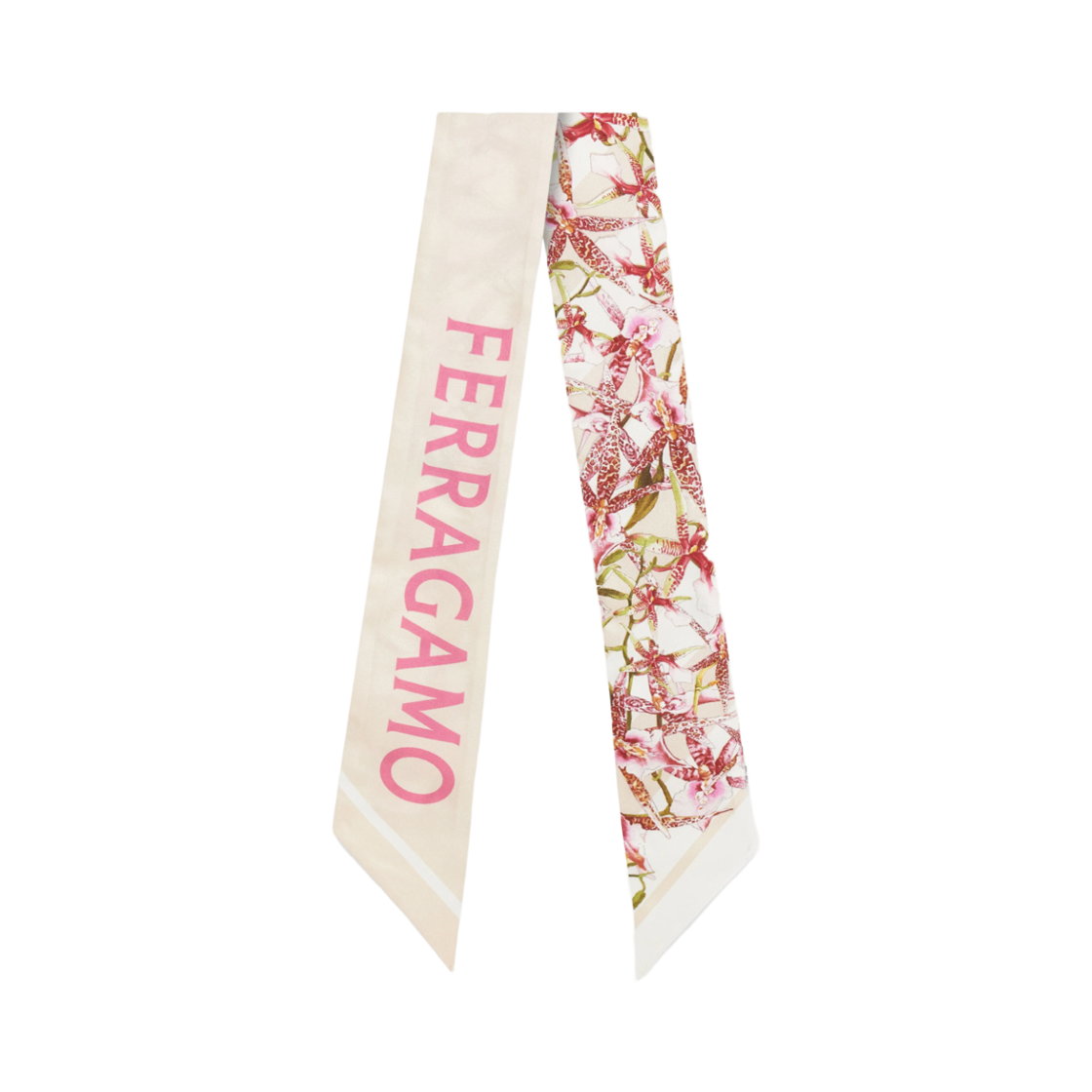 321242-789922 (W) Ferragamo Gaia Print Silk Bandeau Light Ballet Pink Ivory