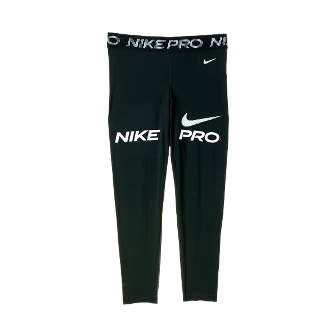 HV2307-010 (W) Nike Pro Mid-Rise 7/8 Mesh-Panel Graphic Leggings Black White - Asia