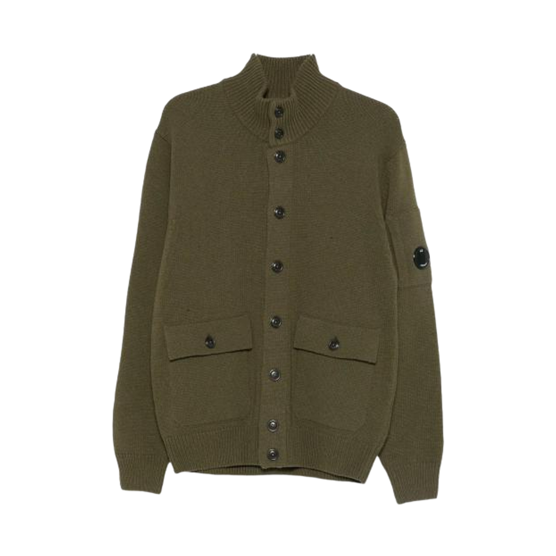 19CMKN042A110149A652 C.P. Company High Neck Pocket Cardigan Capers Green - 25FW