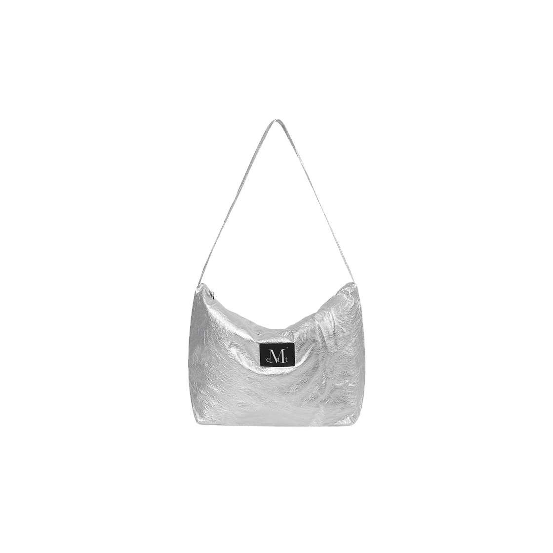 무센트 라엘 글로시 레더 패치 숄더백 남녀공용 (2컬러) 실버(MUCENT Rael Glossy Leather Patch Shoulder Bag Unisex (2Color) Silver)