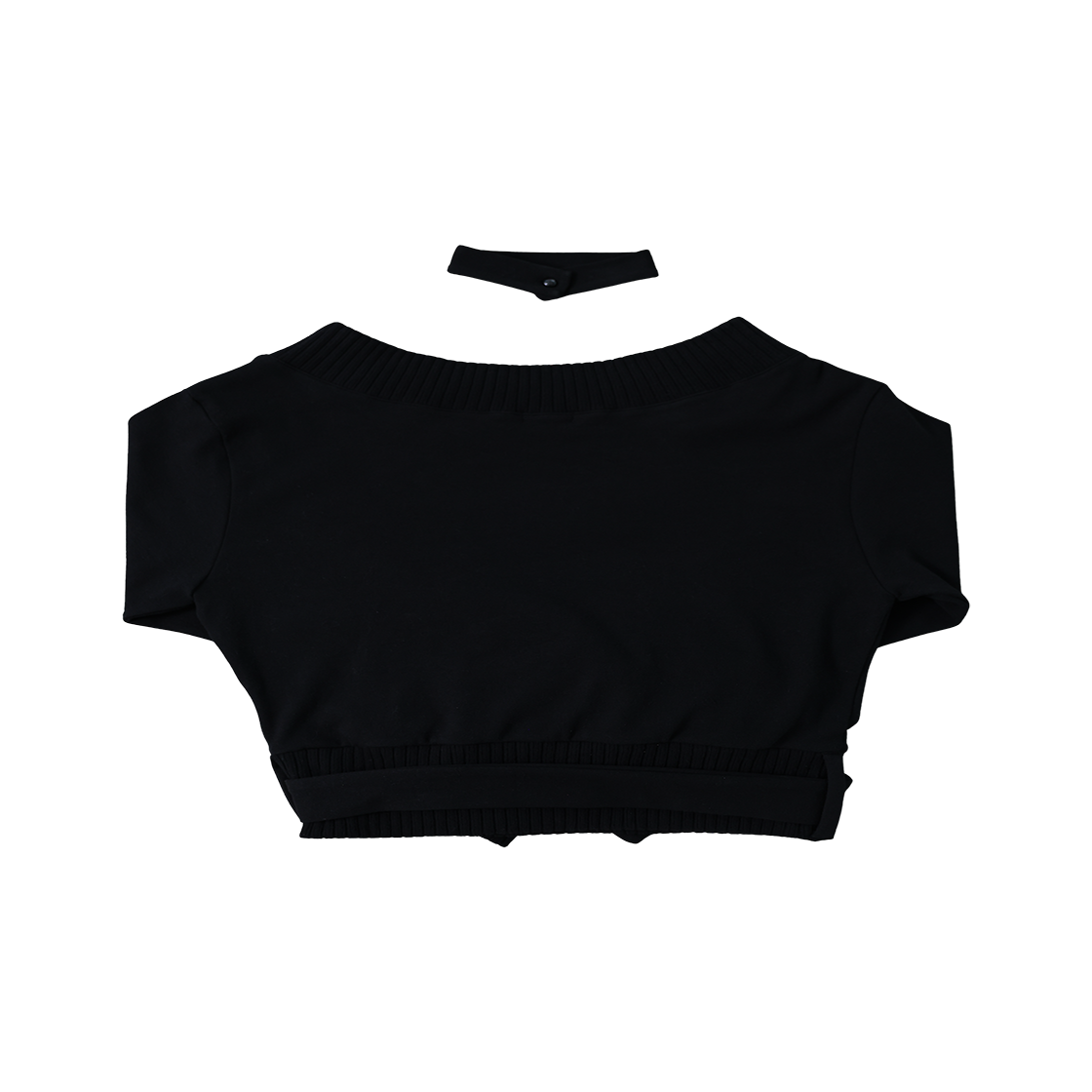 미애 로고 오프 숄더 맨투맨 초커 세트 블랙(Miae Logo Off-Shoulder Sweatshirt Choker Set Black) - 6