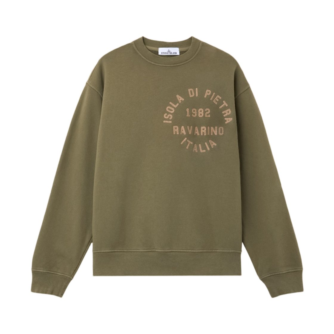 L1S1561000-03S0291-V005G Stone Island 6100003 Organic Cotton Fleece Oversized-Fit Crewneck Sweatshirt with Circle Type Embroidery Military Green - 26SS