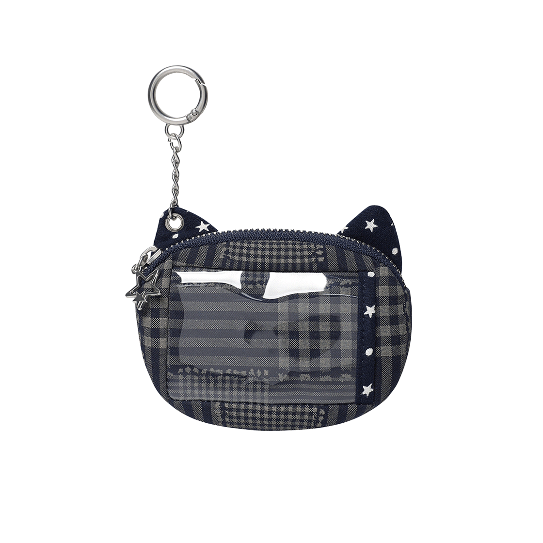 카비시 고양이 체크 파우치 키링 네이비(CAVISH Cat Check Pouch Keyring Navy) - 2
