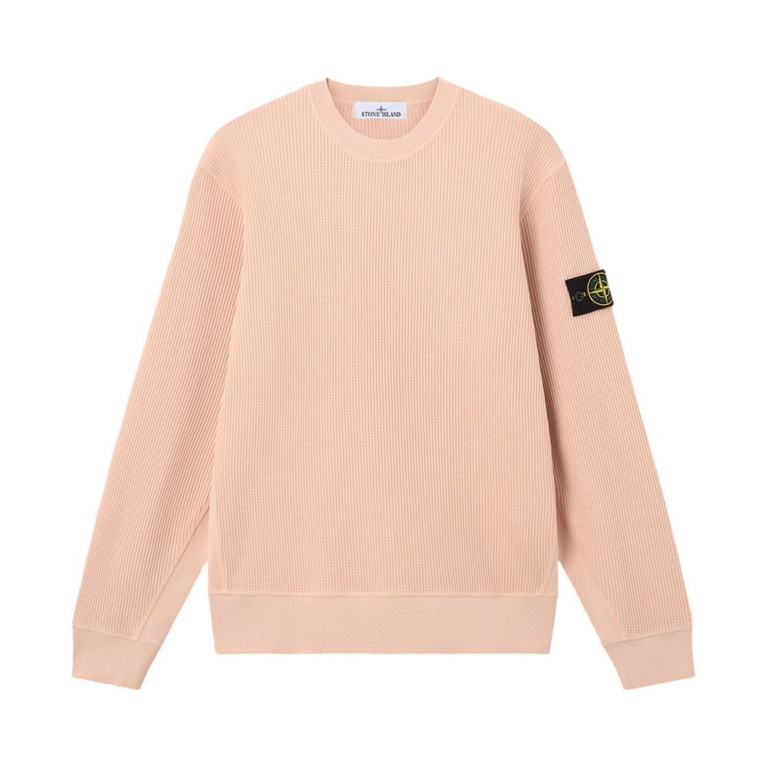L1S1561000-56S0044-V008E Stone Island 6100056 Organic Cotton Waffle Fleece Regular-Fit Crewneck Sweatshirt Plaster Pink - 26SS