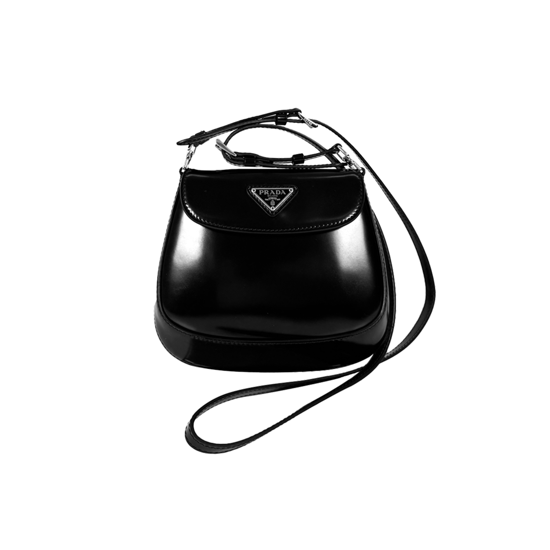 프라다 여성 브러시드 레더 클레오 플랩 숄더백 미니백 블랙(Prada Women's Brushed Leather Cleo Flap Shoulder Bag - Black) - 1