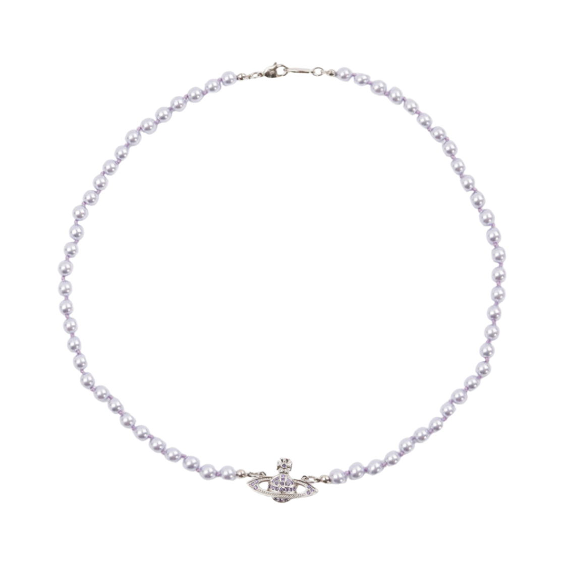 63010100-02P658 Vivienne Westwood Mini Pearl Bas Relief Necklace Purple