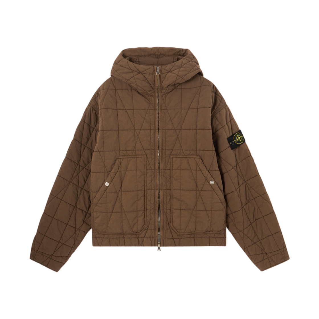 L1S1541000-14S0300-V007C Stone Island 4100014 Cotton Nylon Tela Quilted-TC Quilted Hooded Jacket with Resin Coating And Anti-Drop Umber - 26SS