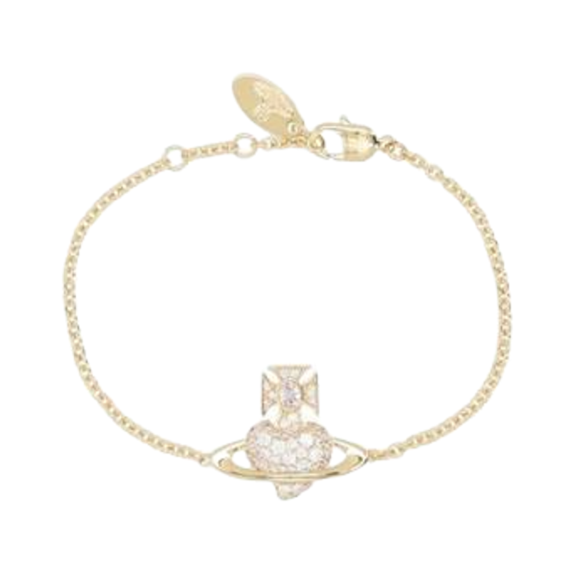 6102024D-02R102 (W) Vivienne Westwood Agnatha Heart Charm Bracelet Gold White