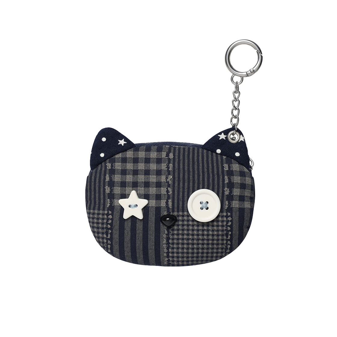 카비시 고양이 체크 파우치 키링 네이비(CAVISH Cat Check Pouch Keyring Navy)