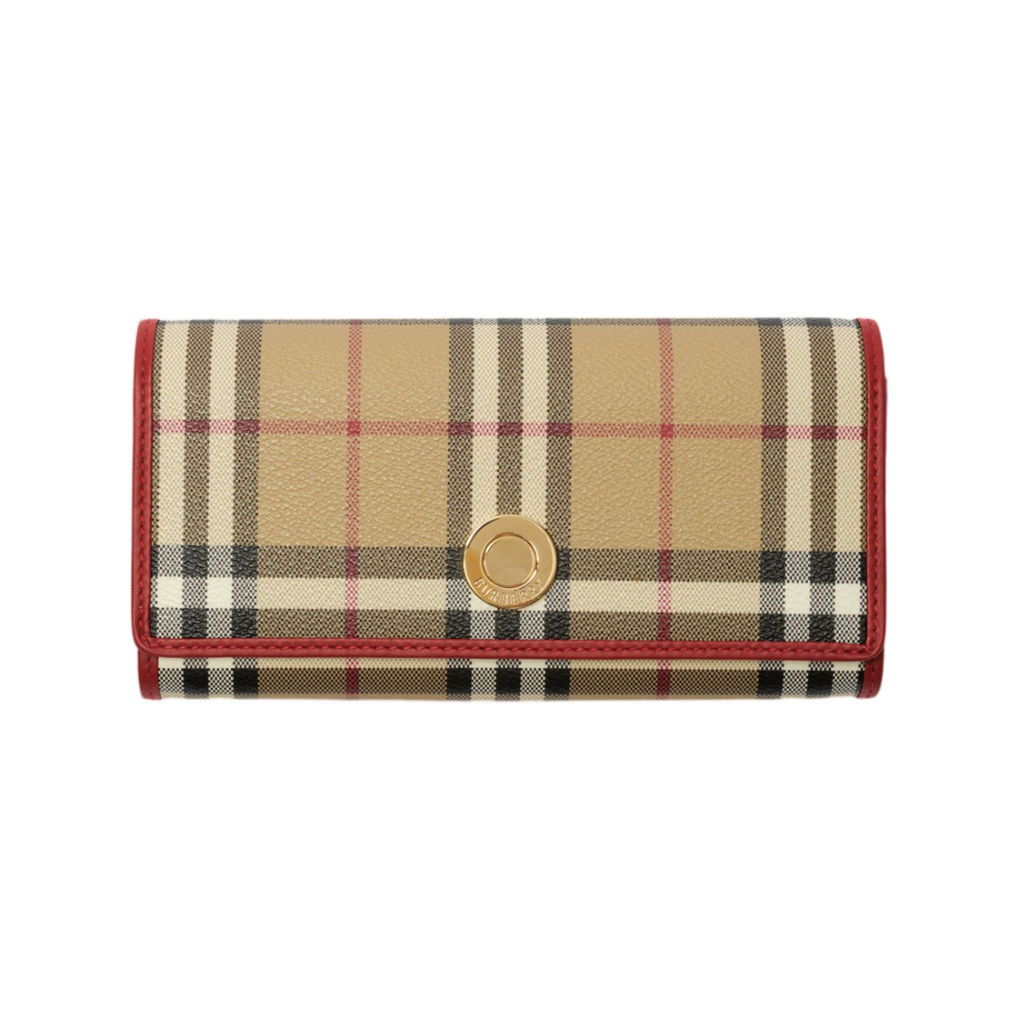 버버리 체크 컨티넨탈 월렛 아카이브 베이지 루비 레드(Burberry Check Continental Wallet Archive Beige Ruby Red) - 1