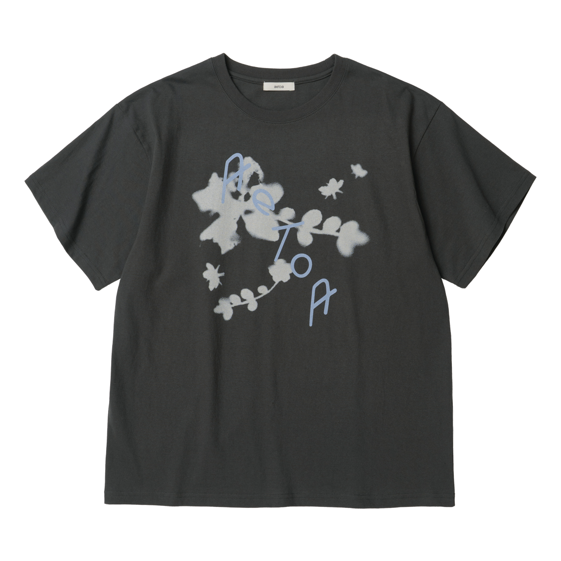 AT001CHA aetoa Flower Printed T-Shirt Charcoal