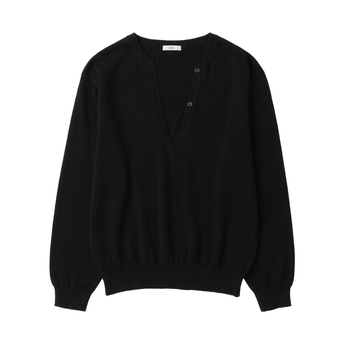 AT010BLK aetoa V-Slit Cotton Knit Black