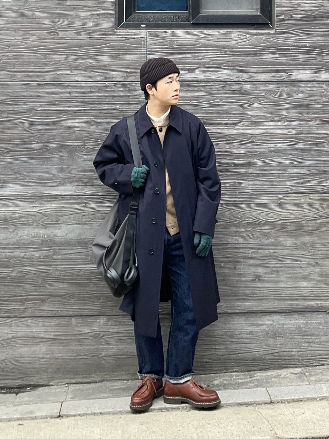 Andersen Andersen Skipper Jacket Camel, Paraboot Michael Lisse Marron 착용 스타일
