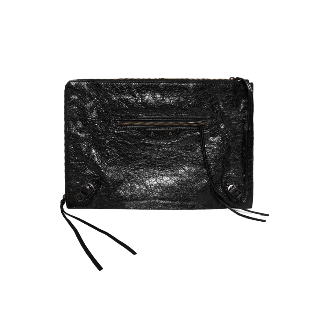 ITDCN95KT5MS Balenciaga Motor City Classic Clip Leather Clutch Pouch Large Black