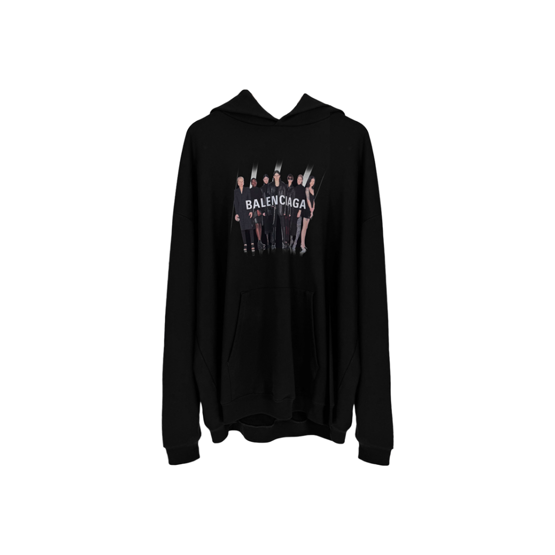 발렌시아가 남성 아트워크 리얼 로고 라지핏 후드 티셔츠 블랙(Balenciaga Men's Artwork Real Logo Oversized Hoodie - Black)