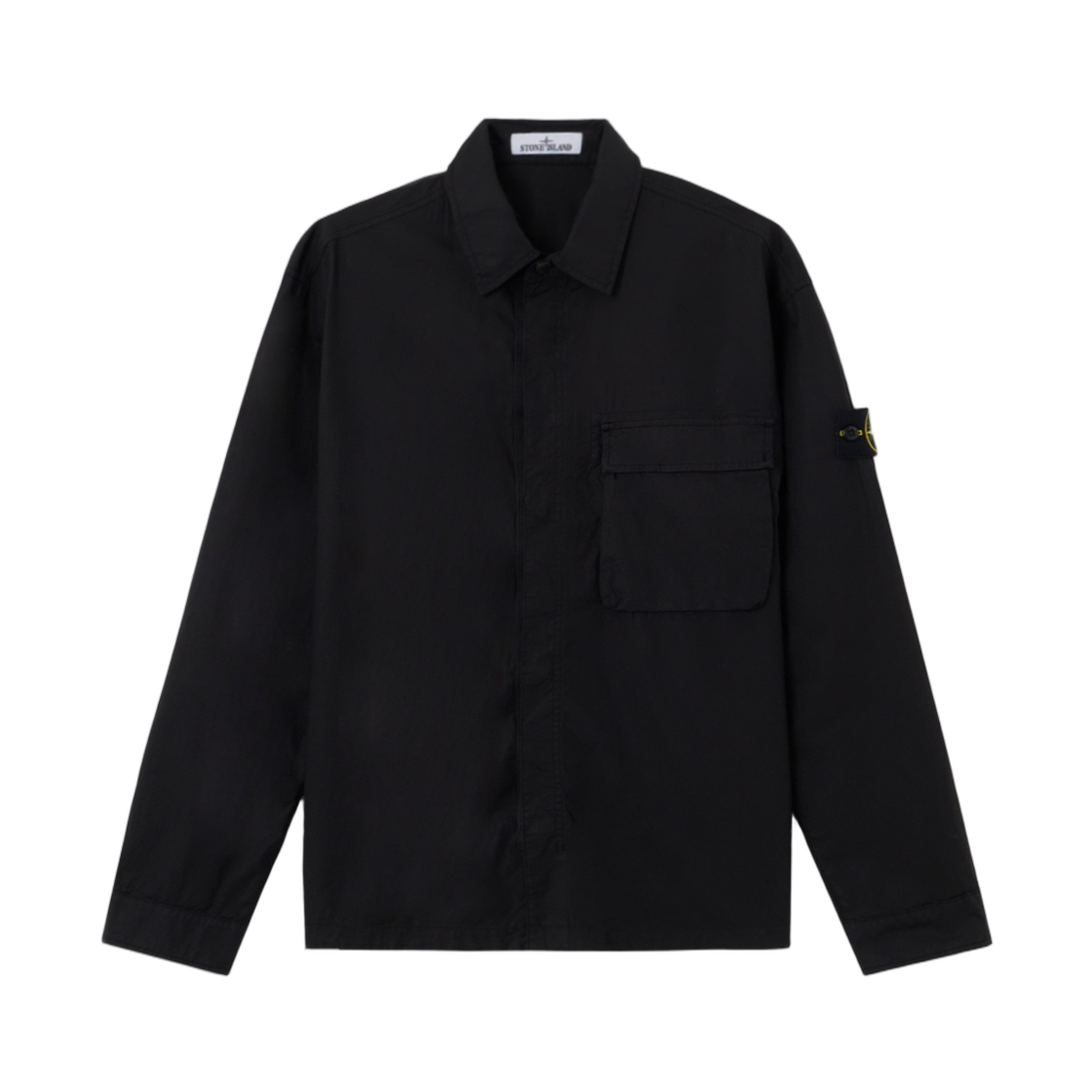 L1S1512000-32S0003-V0029 Stone Island 1200032 Stretch Cotton Tela Paracadute Comfort-Fit Overshirt with Snap Fastening Black - 26SS