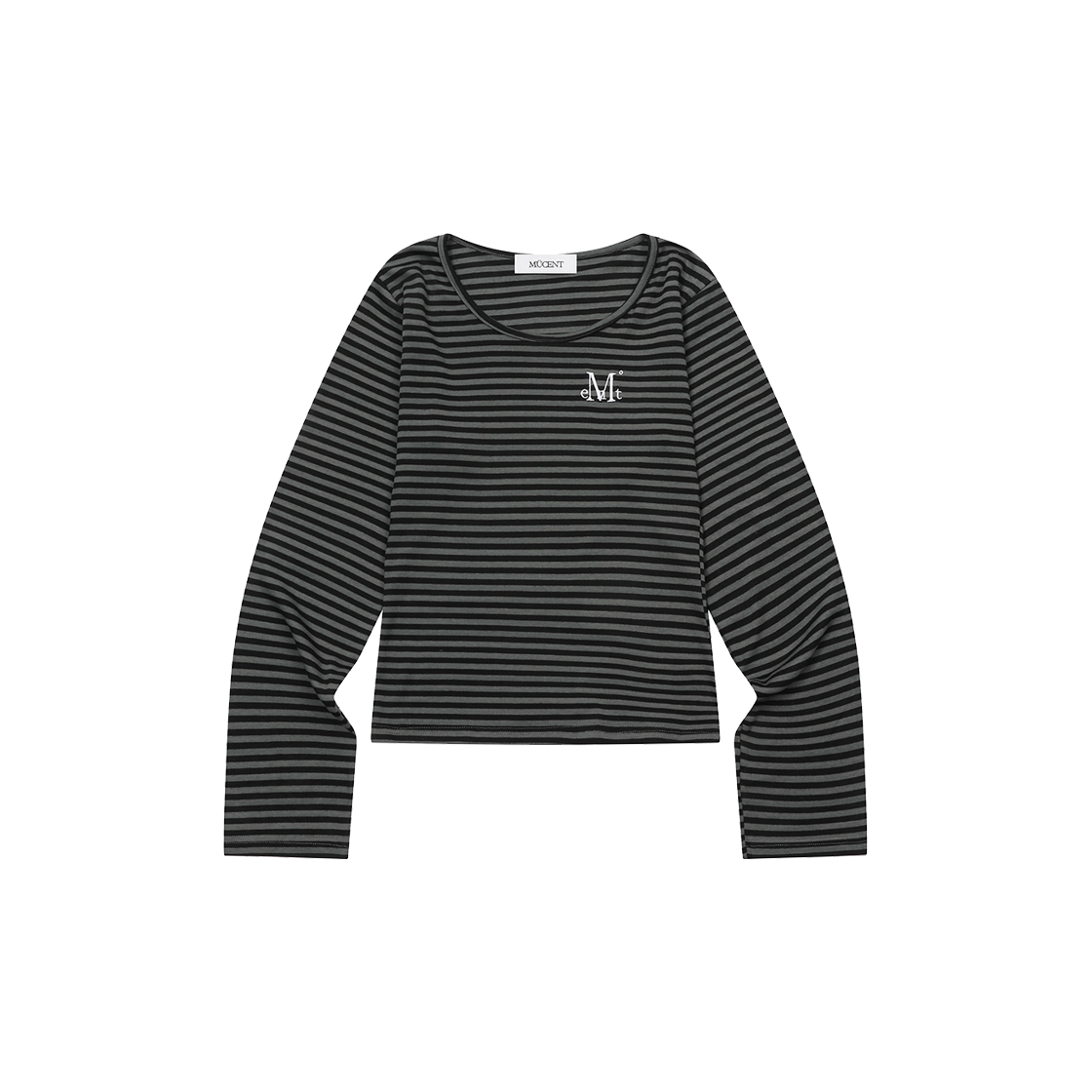 P0000BIK MUCENT Linera U-Neck Stripe Long Sleeve T (3Color) Charcoal - Black