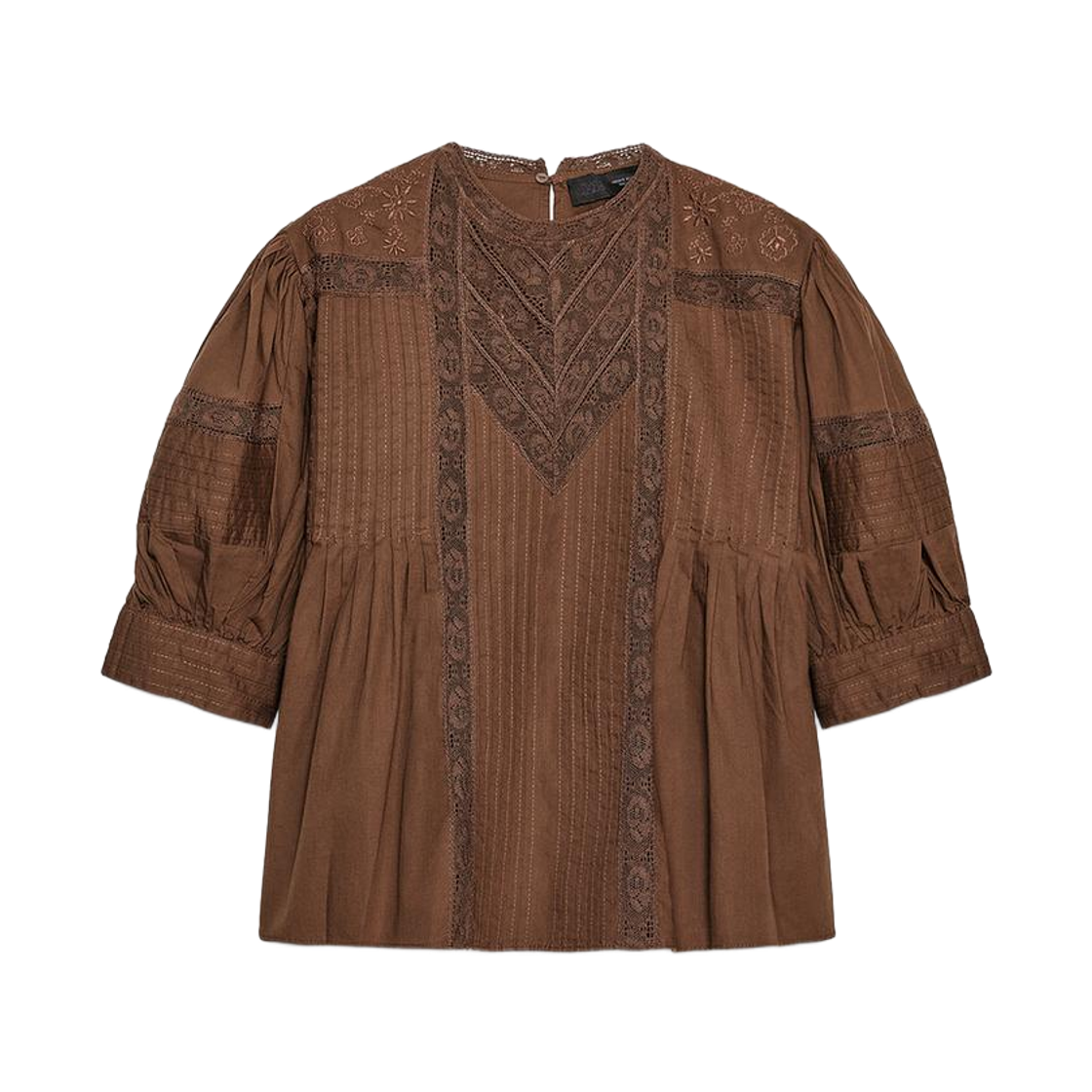 7521/281/700 (W) Zara ZW Collection Lace Blouse Brown