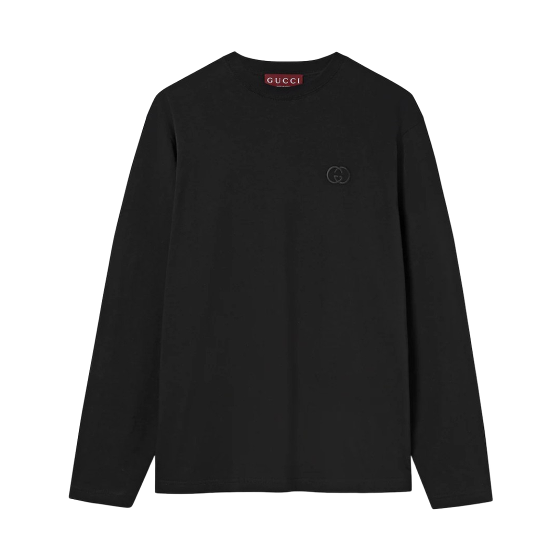 815127-XJHKE-1043 Gucci Long Sleeve Cotton Jersey T-Shirt Black