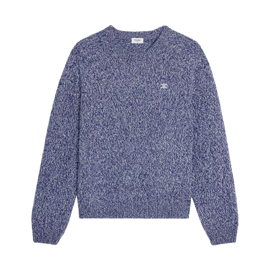 2AC85048T-07BH Celine Wool Cashmere Triomphe Crewneck Sweater Blue White