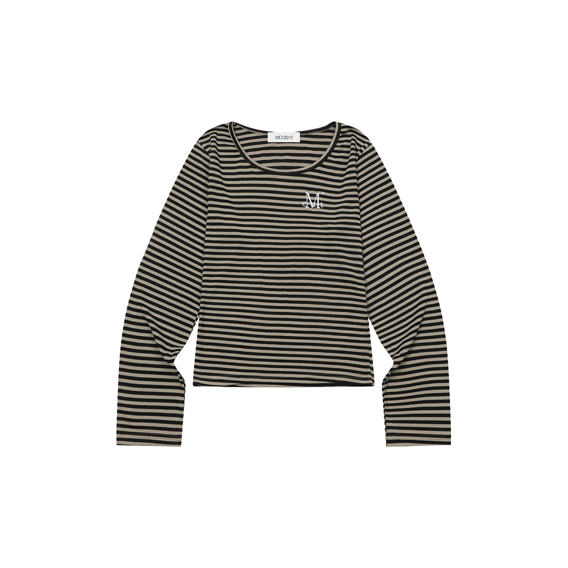 P0000BIK MUCENT Linera U-Neck Stripe Long Sleeve T (3Color) Beige - black