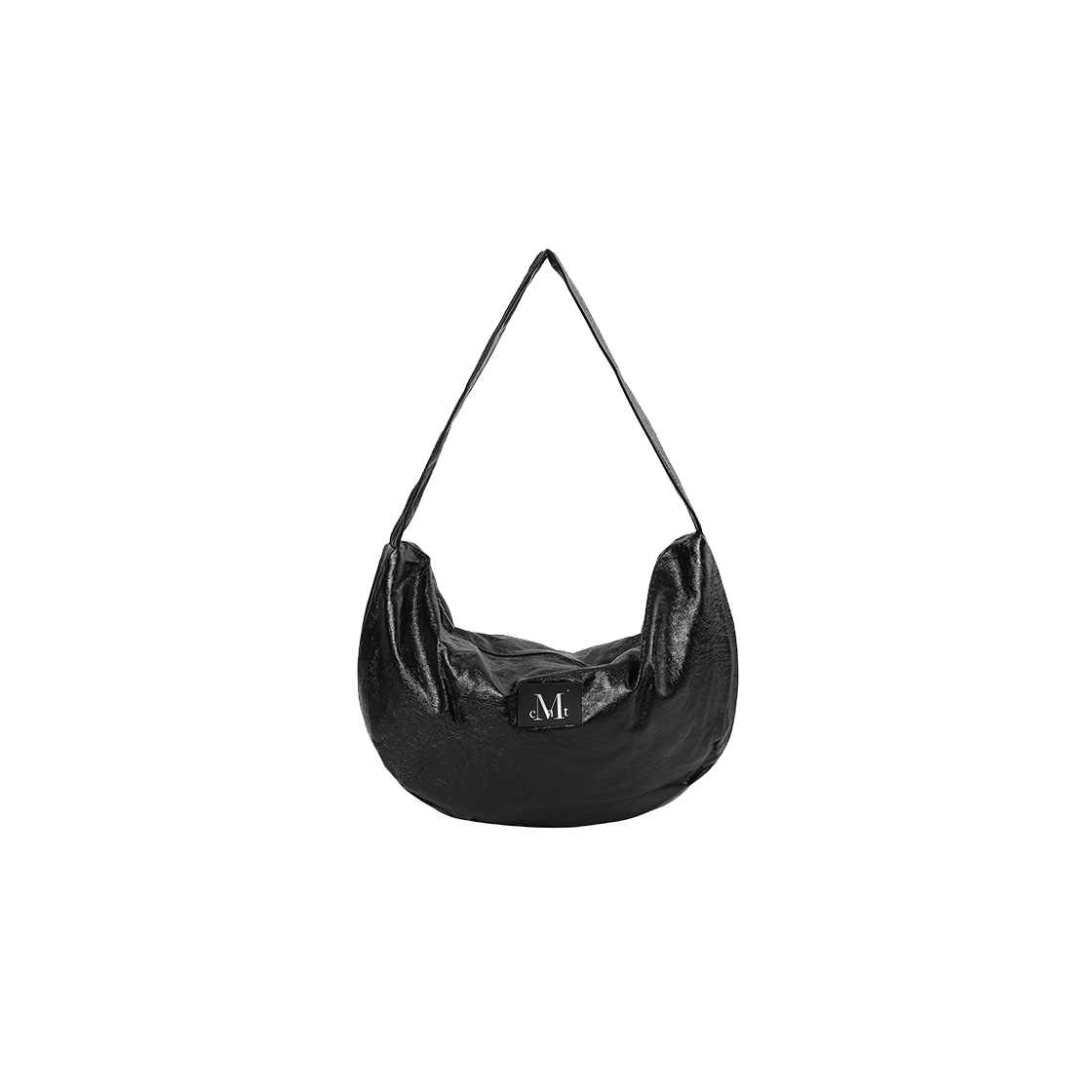 P0000BNG MUCENT Elune Glossy Half-Moon Hobo Bag Unisex (2Color) Black