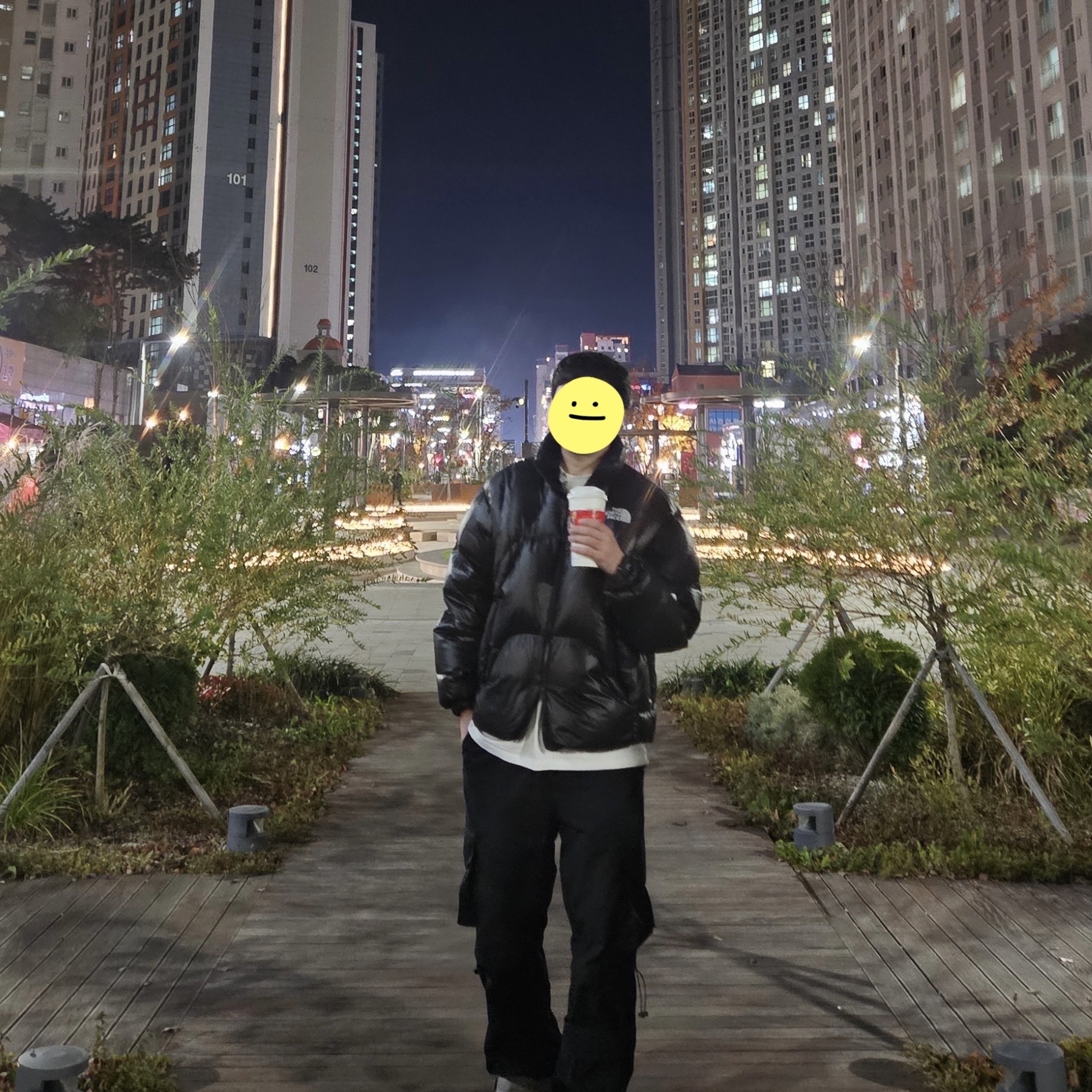 The North Face White Label Wave RDS Down Jacket Black 착용 스타일