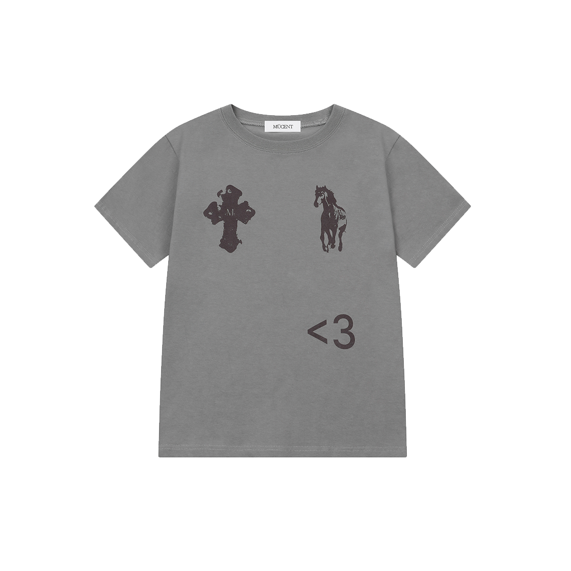 무센트 엔틱 크로스 포니 반팔 티 그레이(MUCENT Antiq Cross Pony Half T Gray)