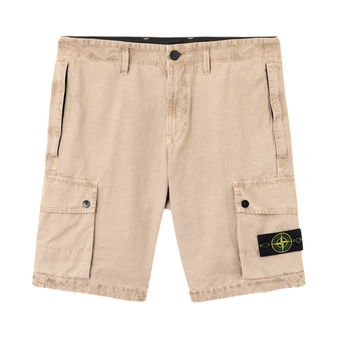 L1S15L1000-19S00WA-V019A Stone Island L100019 Brushed Organic Cotton Canvas Old Effect Slim-Fit Cargo Shorts with Zip Pockets Desert - 26SS