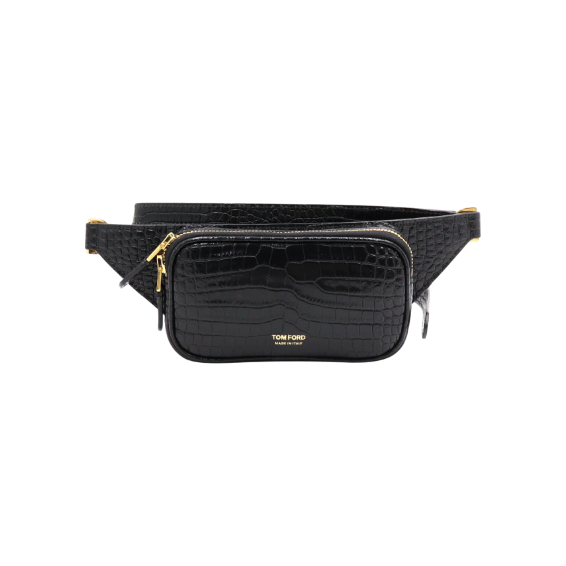 IT2MI4ERNDAJ TOM FORD Crocodile Pattern Black Calf Leather Men's Belt Bag