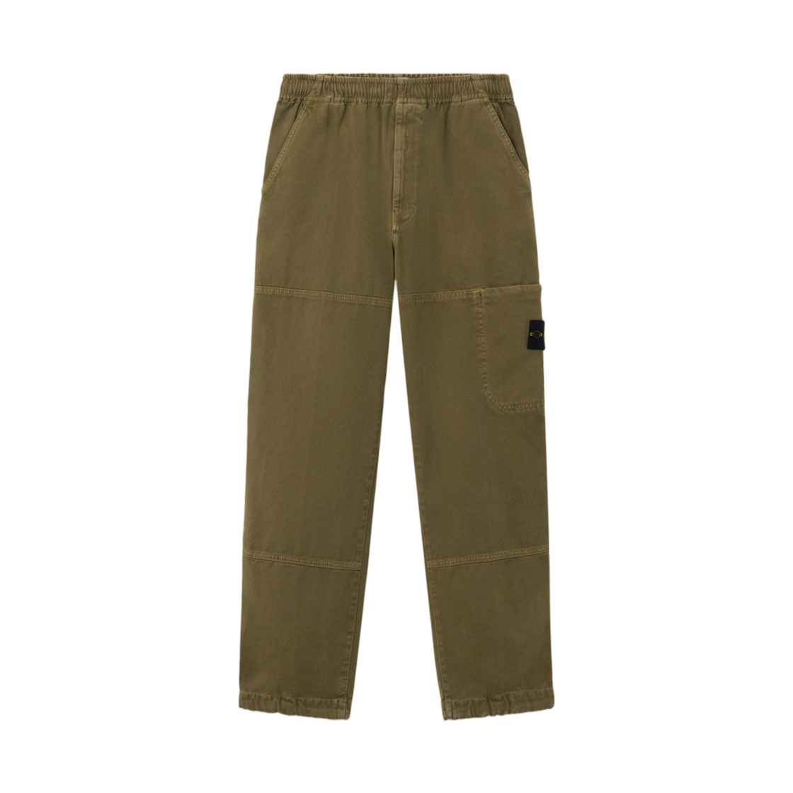 L1S1531000-05S0184-V015G Stone Island 3100005 Organic Panama Cotton Old Effect Loose-Fit Cargo Trousers with Elasticated Waistband Military Green - 26SS