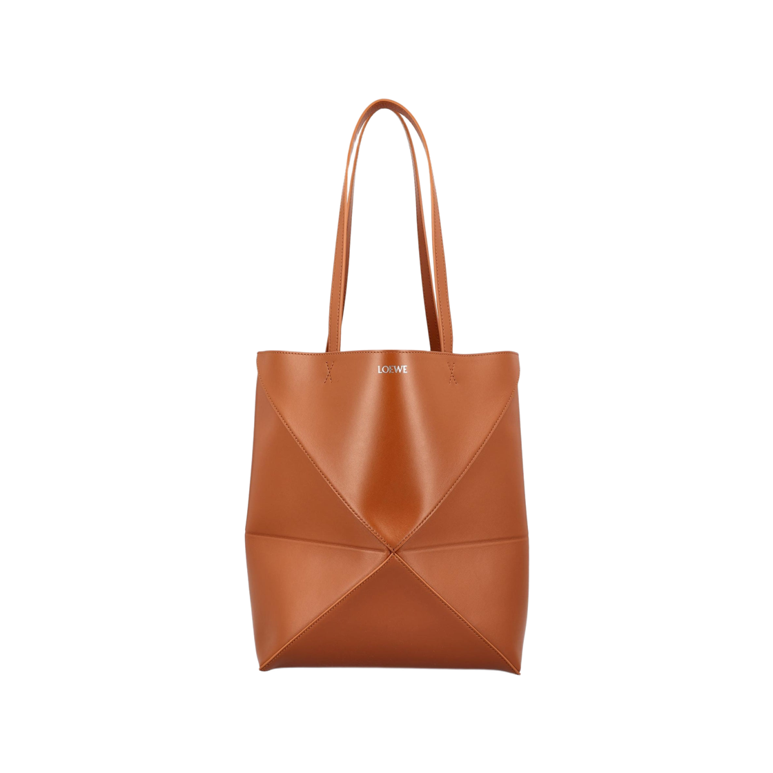 A657G50X01-4927 Loewe Medium Puzzle Fold Tote in Shiny Calfskin Brown