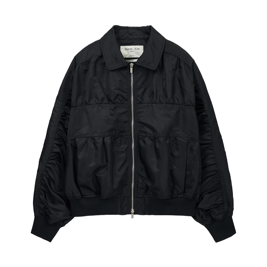 마뗑킴 스몰 로고 셔링 점퍼 블랙(Matin Kim Small Logo Shirring Jumper Black)