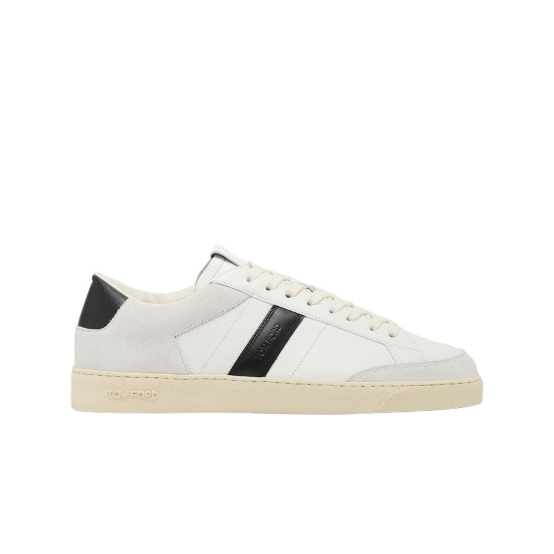 J1597-LCL532N-WWH Tom Ford Grain Leather and Suede Blake Sneakers White Cream