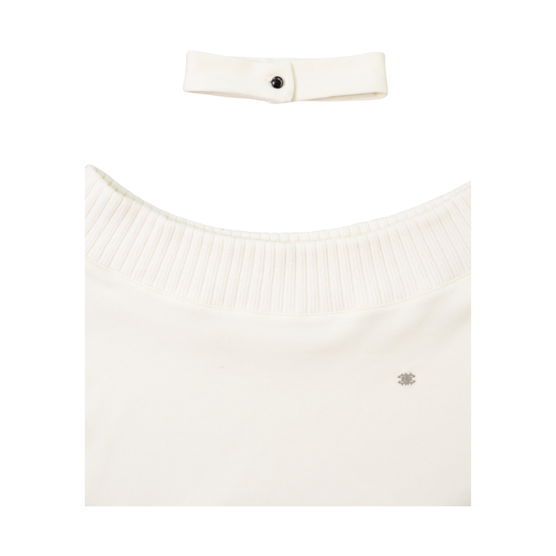 미애 로고 오프 숄더 맨투맨 초커 세트 아이보리(Miae Logo Off-Shoulder Sweatshirt Choker Set Ivory) - 3