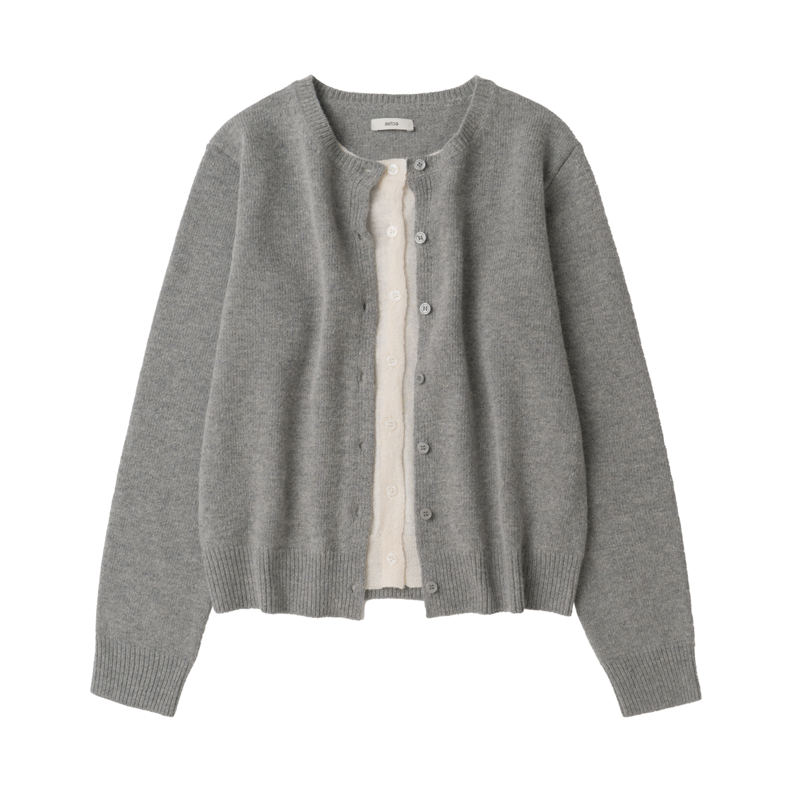 AT009GRA aetoa Layered Wool Cardigan Gray