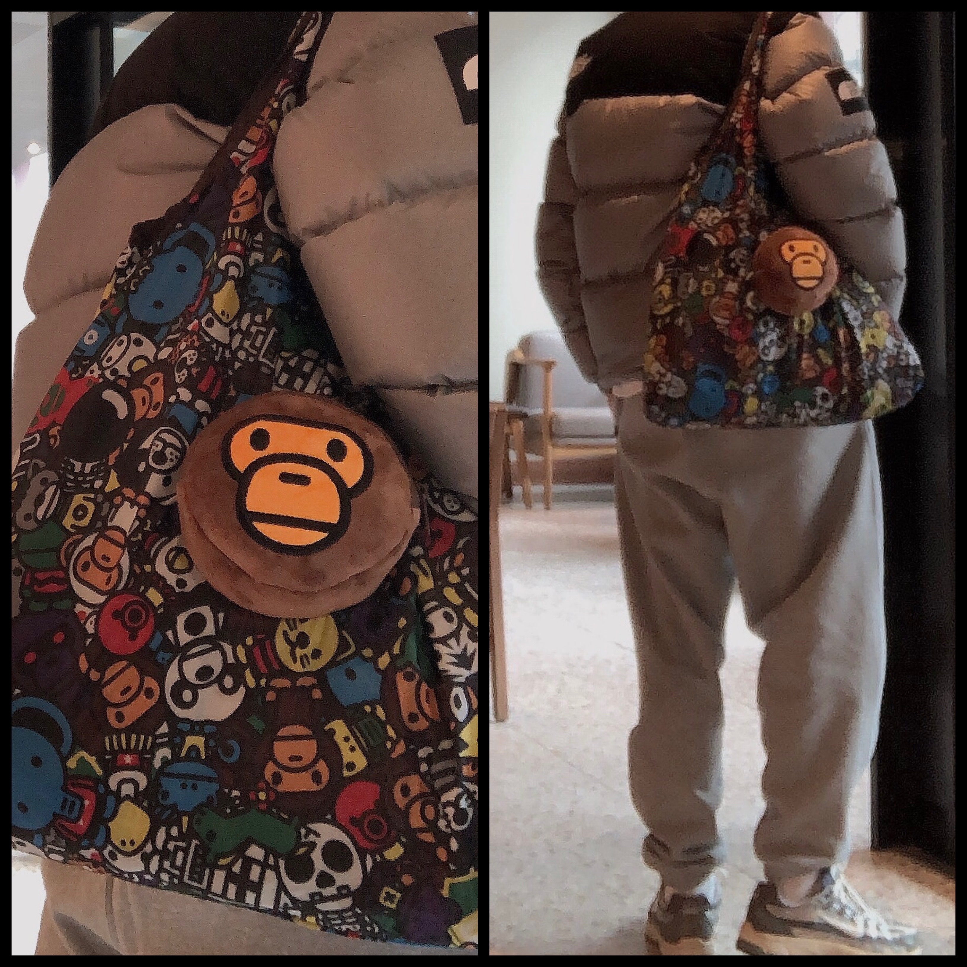Starbucks x BAPE Baby Milo Foldable Bag 착용 스타일