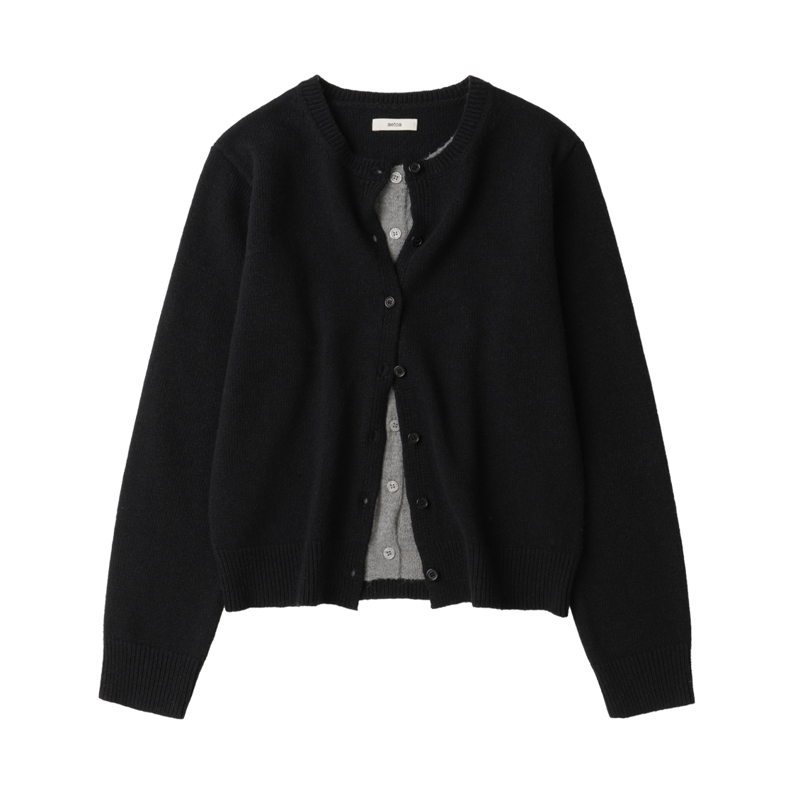 AT009BLK aetoa Layered Wool Cardigan Black