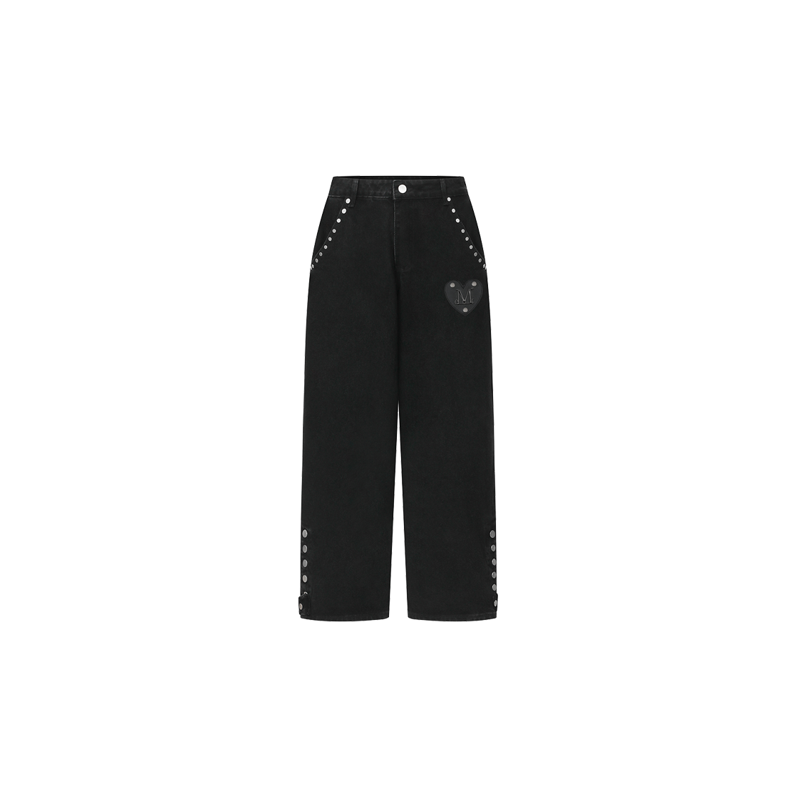 P0000BNA MUCENT Bren Rivet Point Wide Denim Pants Black