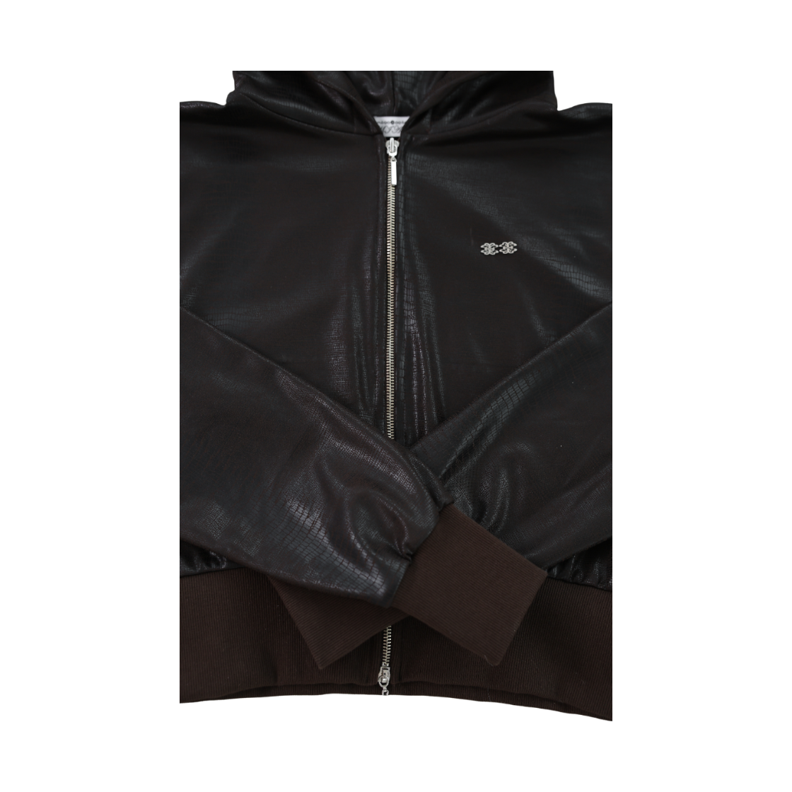 미애 투웨이 레더 로고 후드 집업 브라운(Miae  2way Leather Logo Hood Zip-Up Brown) - 5