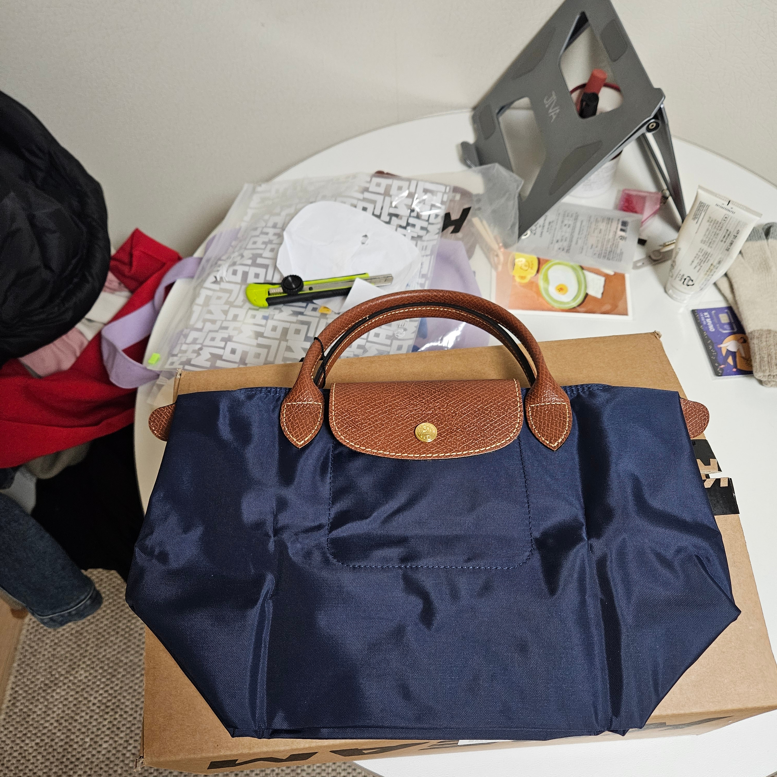 Longchamp Le Pliage Original Handbag S Navy 착용 스타일