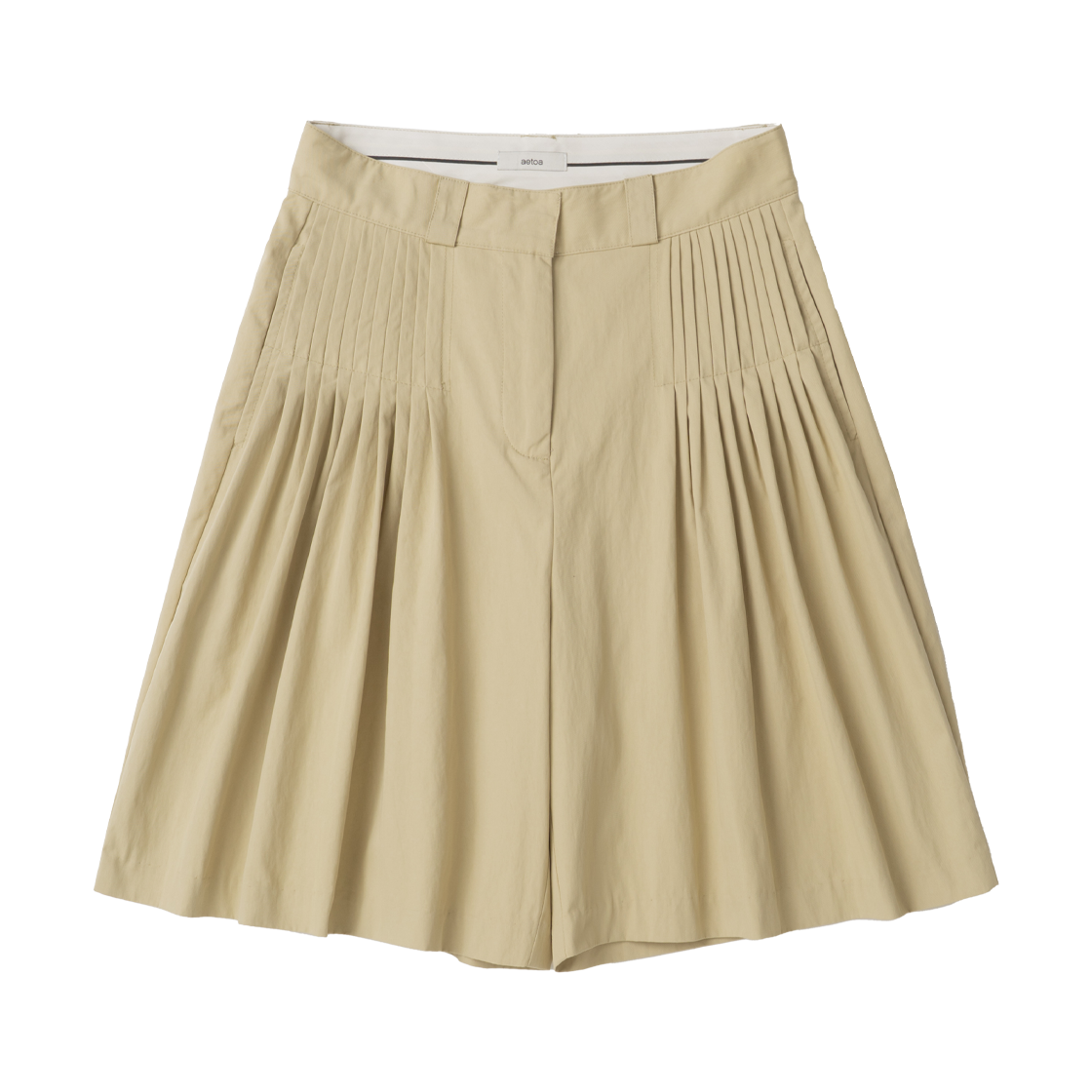 AT014BEG aetoa Pintuck Bermuda Pants Beige