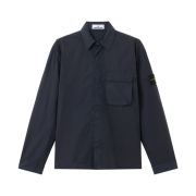 Stone Island 1200032 Stretch Cotton Tela Paracadute Comfort-Fit Overshirt with Snap Fastening Navy Blue - 26SS