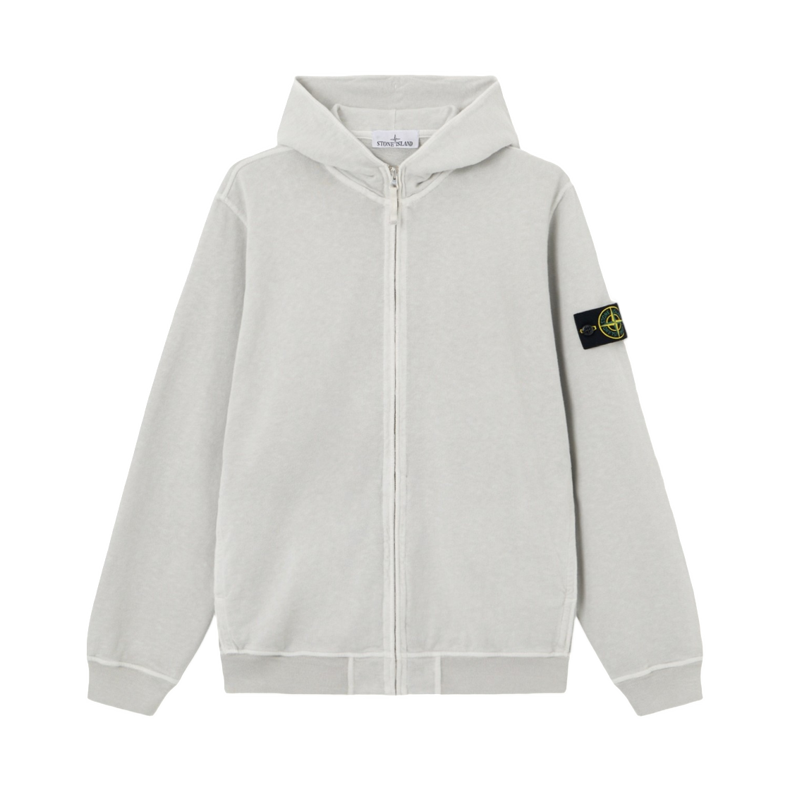 스톤 아일랜드 6100032 말파일 플리스 올드 이펙트 레귤러핏 집업 후드 스웨트셔츠 포켓 펄 그레이 - 26SS(Stone Island 6100032 Malfile Fleece Old Effect Regular-Fit Zip-Up Hooded Sweatshirt with Pockets Pearl Grey - 26SS)