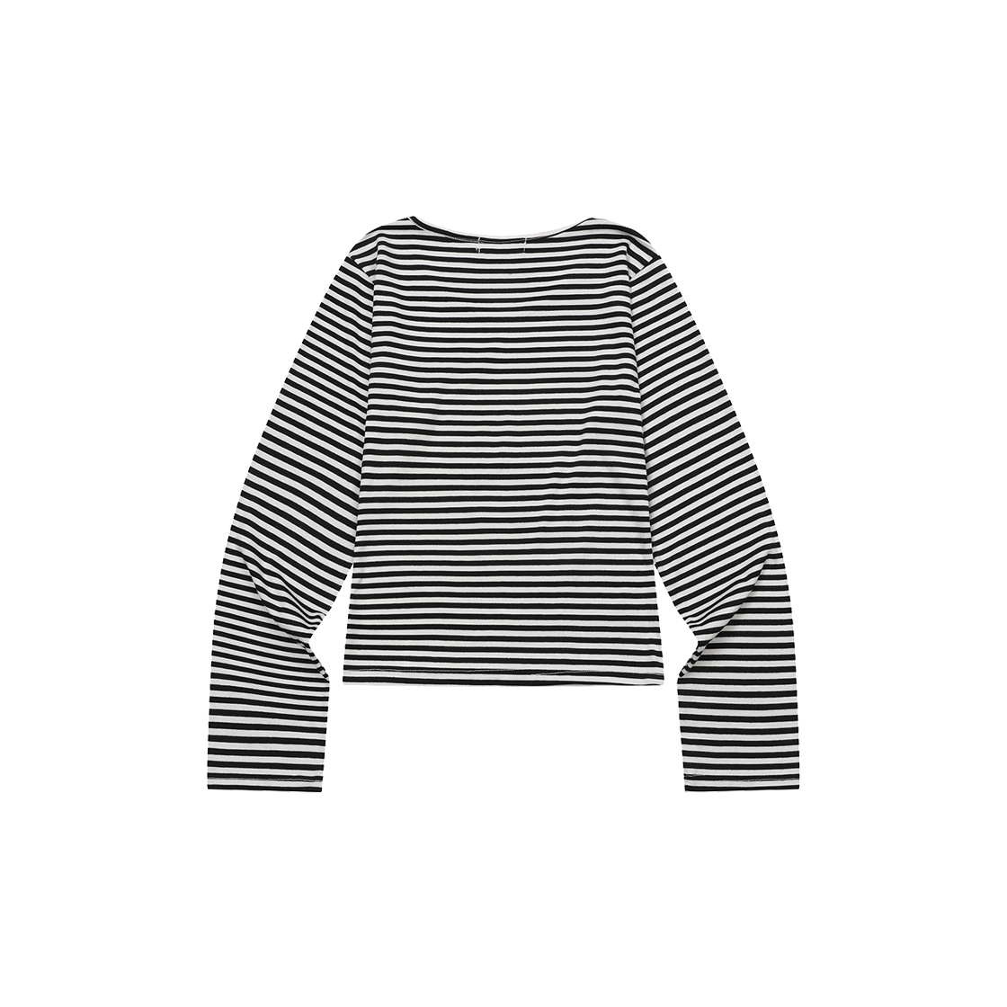 무센트 리네라 유넥 스트라이프 긴팔 티 (3컬러) 화이트 - 블랙(MUCENT Linera U-Neck Stripe Long Sleeve T (3Color) White - Black) - 2