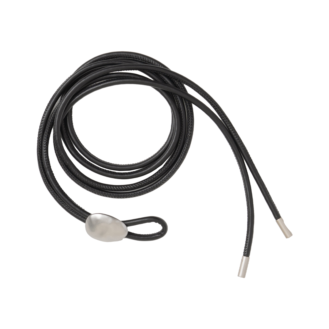 AT019BLK aetoa Oval Leather String Belt Black